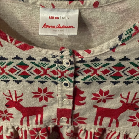 NWOT Hanna Anderson Holiday Print Rib Dress 150 cm 12 - Picture 4 of 6